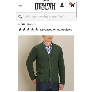 Duluth Trading Co Shetland Wool Cardigan Sweater Gray Men's Size 2XLT Tall